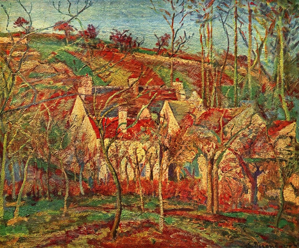 Les Toits rouges, coin de village, effet d'hiver - Camille Pissarro
