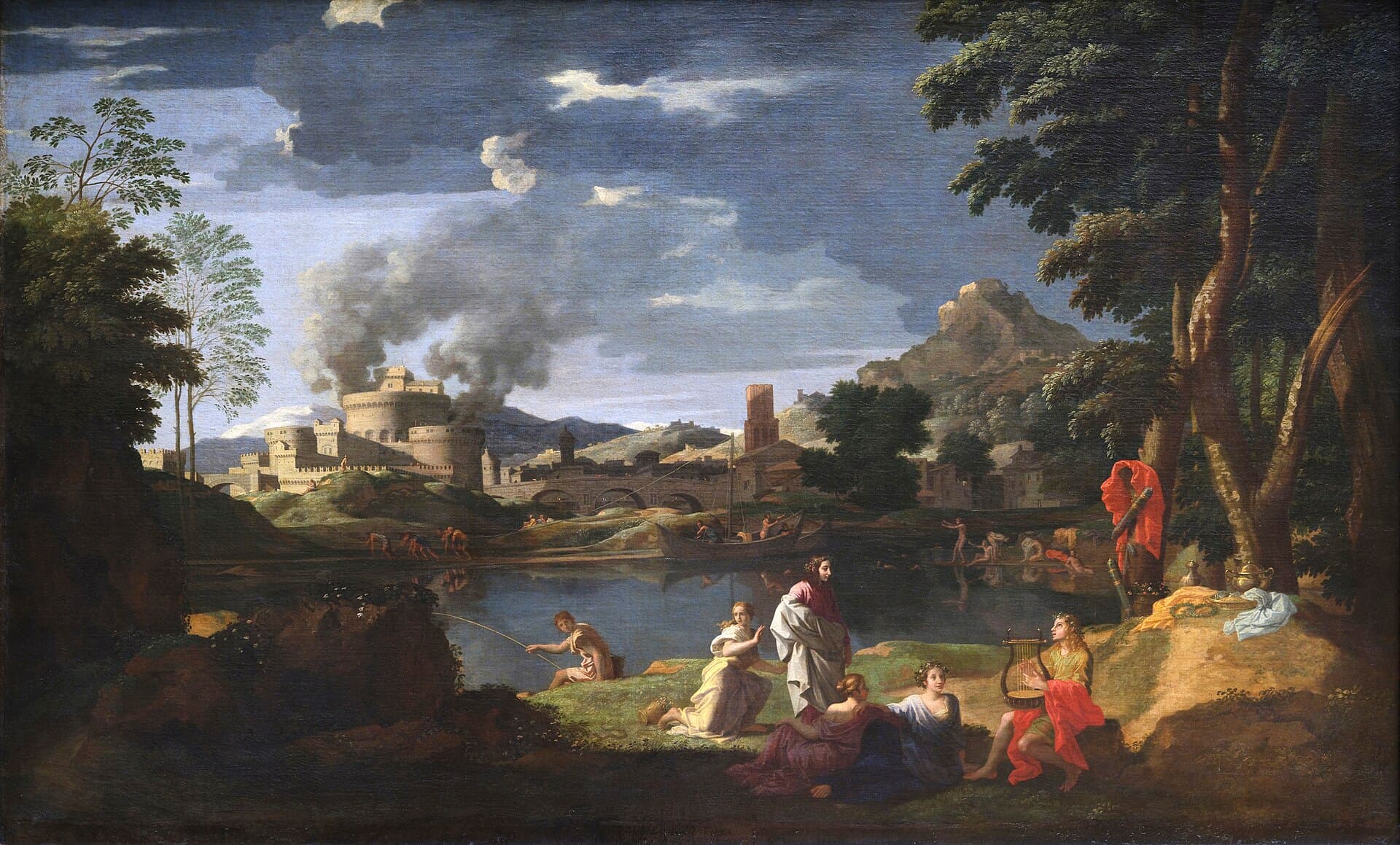 Paisagem com Orfeu e Eurídice - Nicolas Poussin
